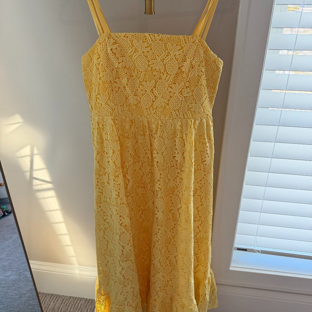 NWT Just Me Yellow Pineapple Print Midi Dress